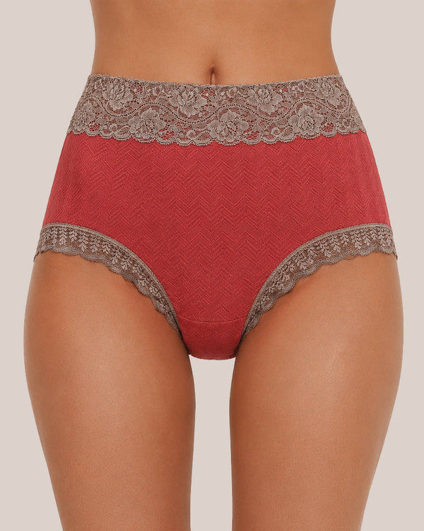 High-Waist Cotton Lace Briefs