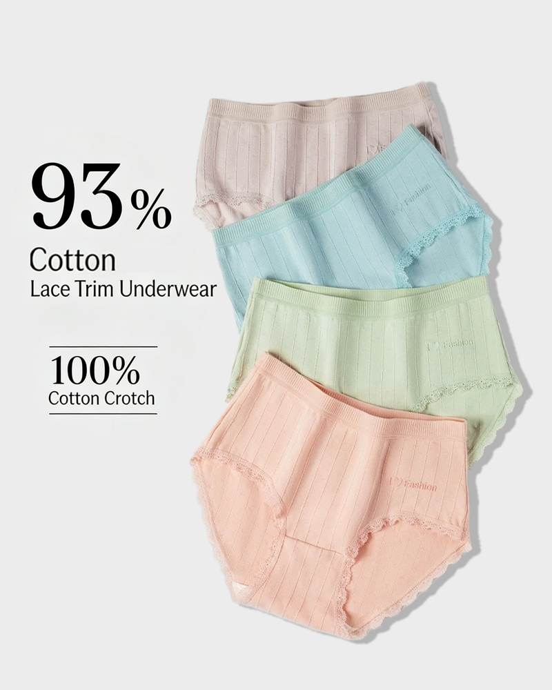 Fresh Lace-Trim Cotton Panties