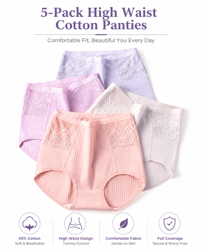 High Waisted Cotton Ribbed Breathable Underwear