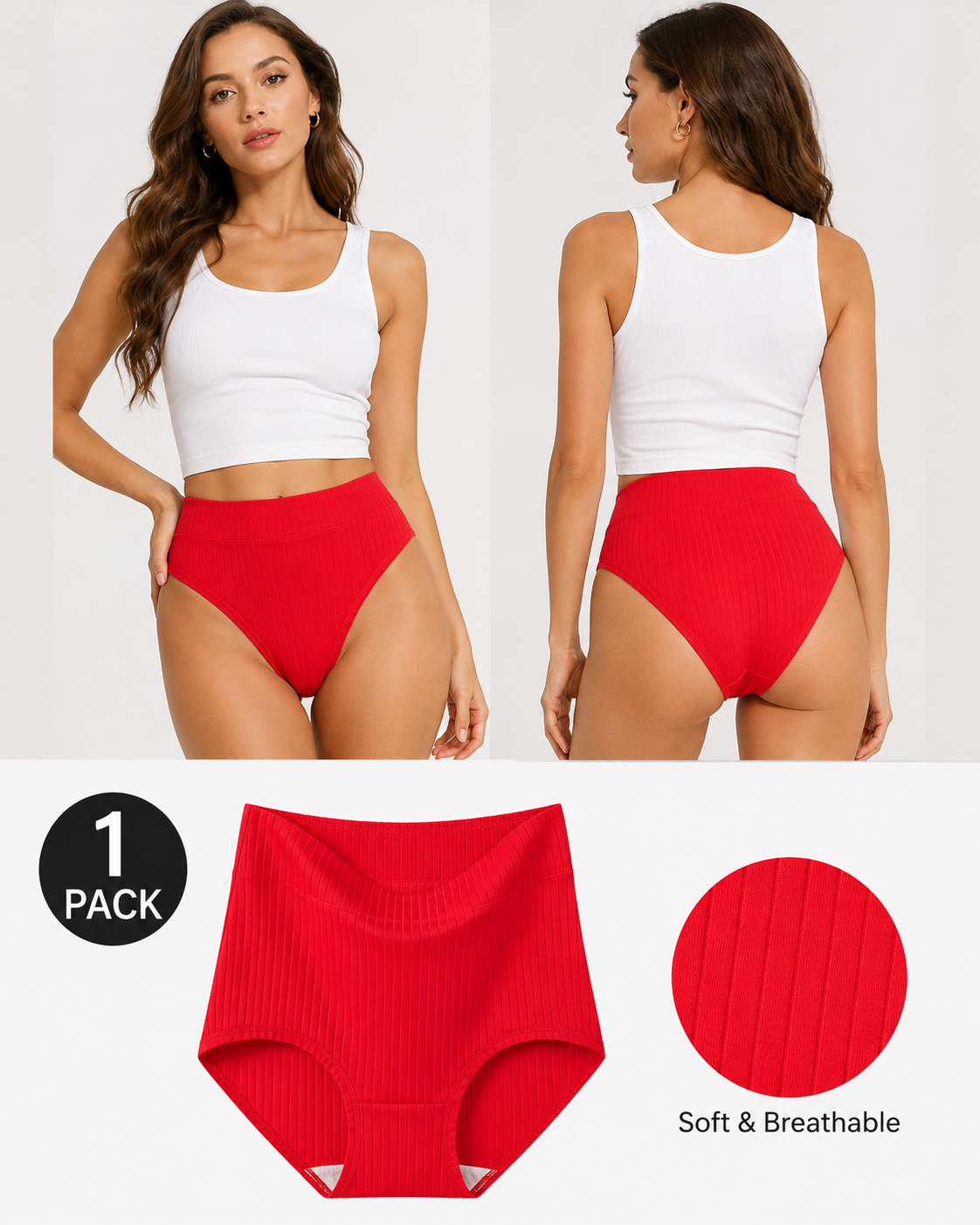 High-Waist Ribbed Briefs