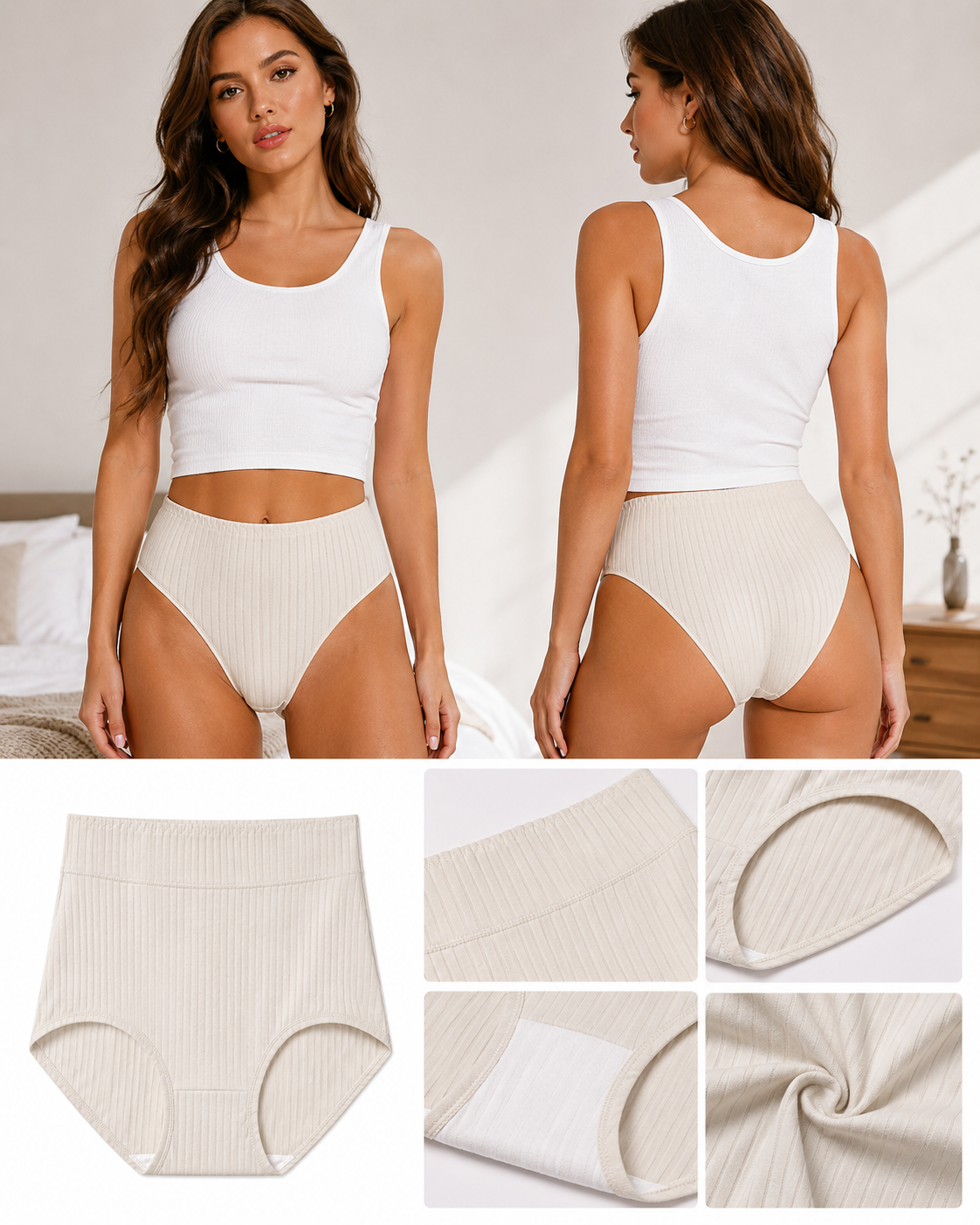 High-Waist Ribbed Briefs