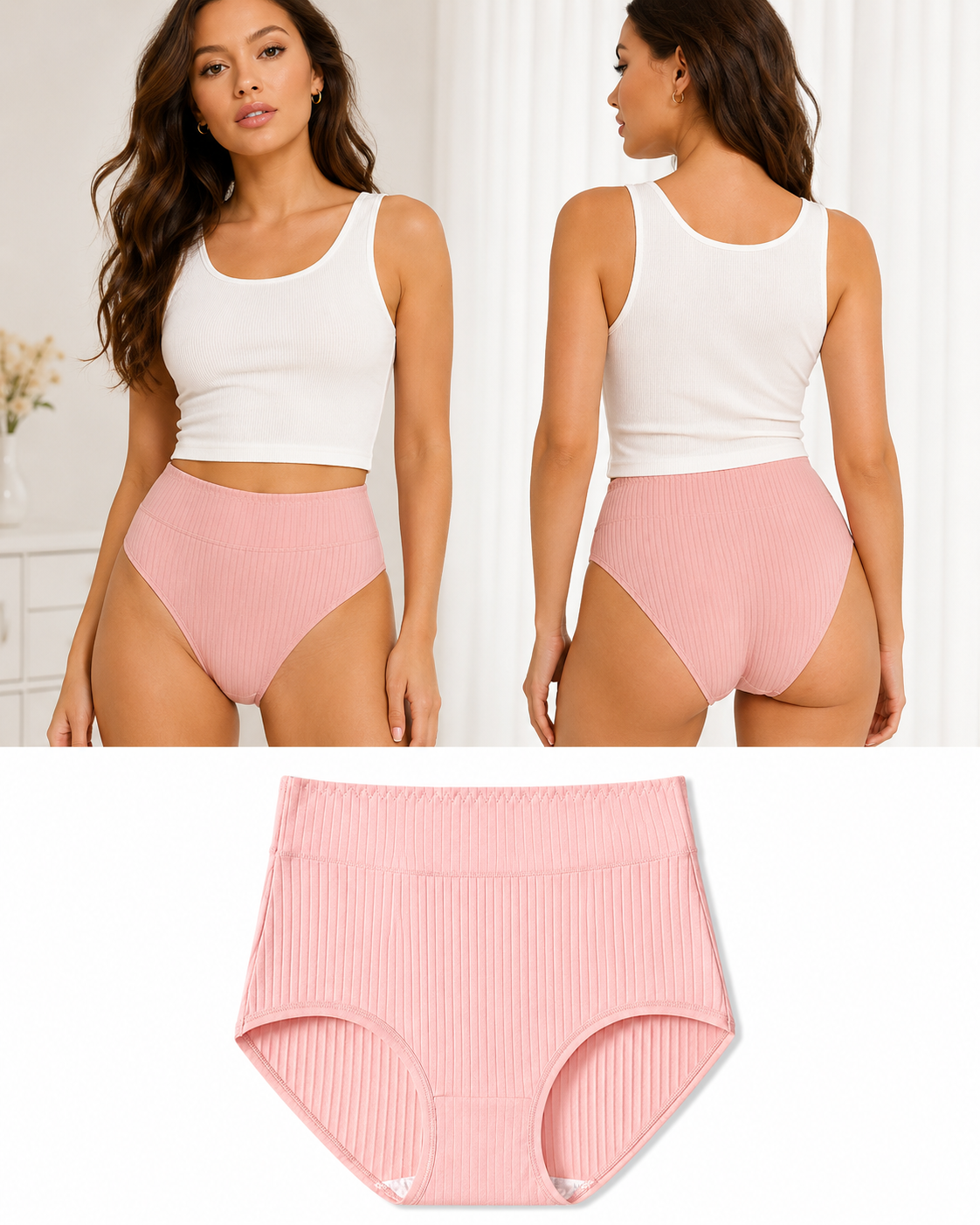 High-Waist Ribbed Briefs