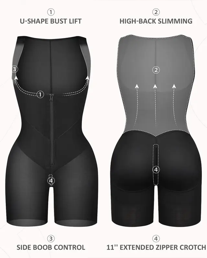 Total Contour Open-Bust Mid-Thigh Bodysuit