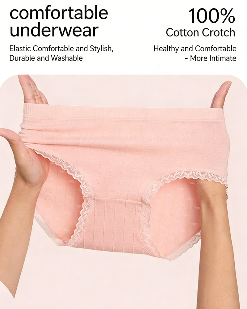 Fresh Lace-Trim Cotton Panties