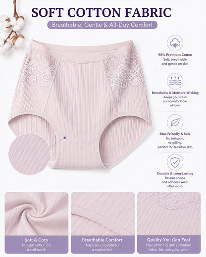 High Waisted Cotton Ribbed Breathable Underwear