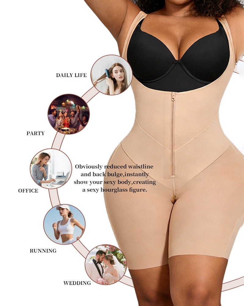 Total Contour Open-Bust Mid-Thigh Bodysuit