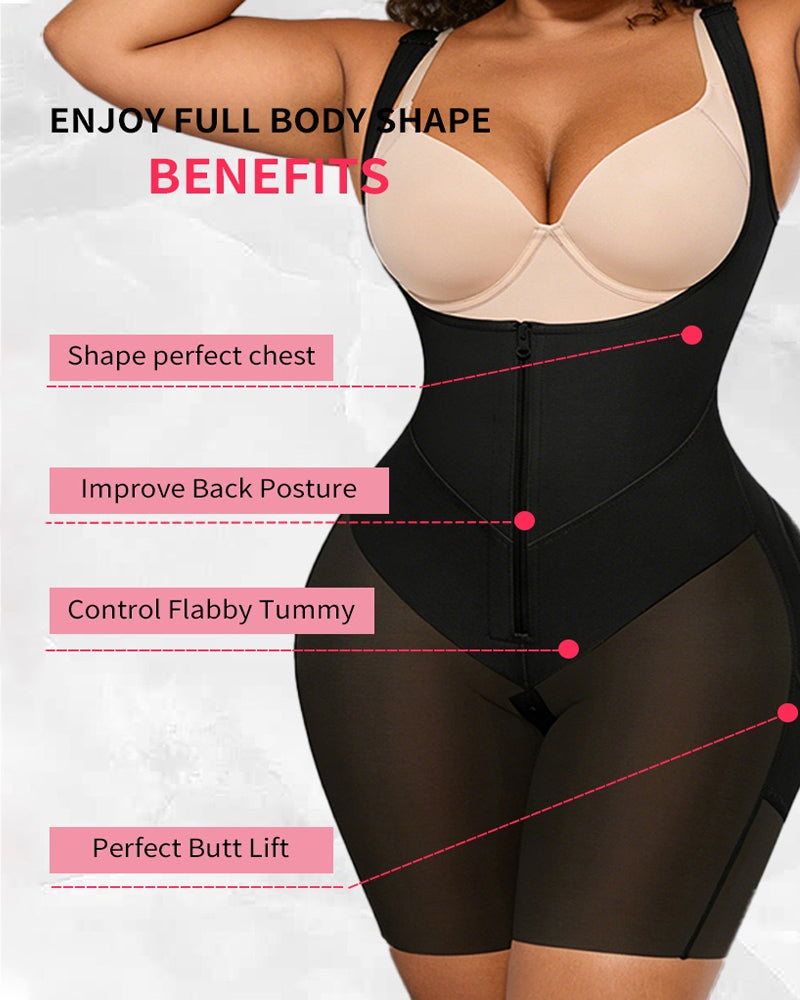 Total Contour Open-Bust Mid-Thigh Bodysuit