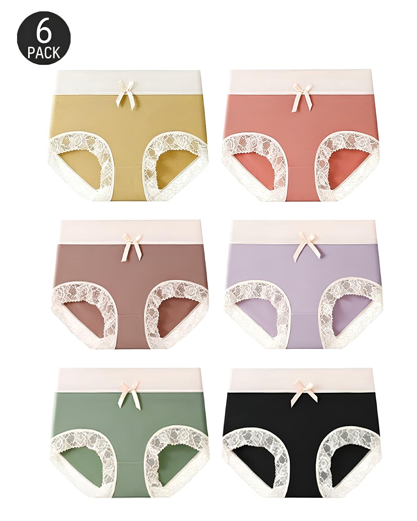 Gentle Cotton Lace-Trim Colorblock Panties