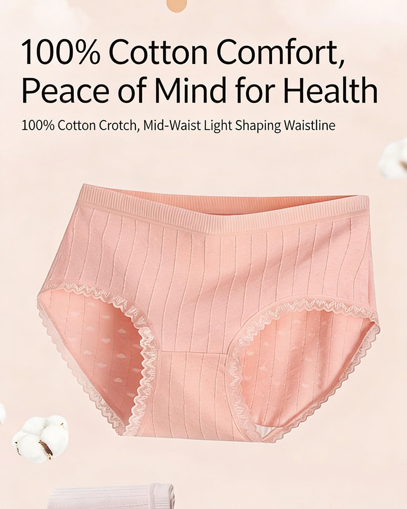 Fresh Lace-Trim Cotton Panties
