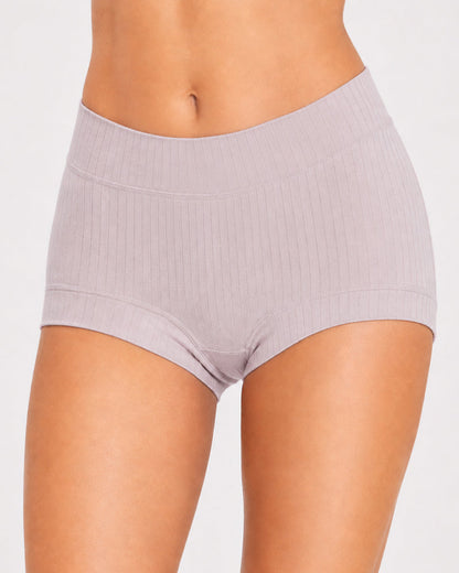 Plus Size High-Waist Ribbed Cotton Briefs