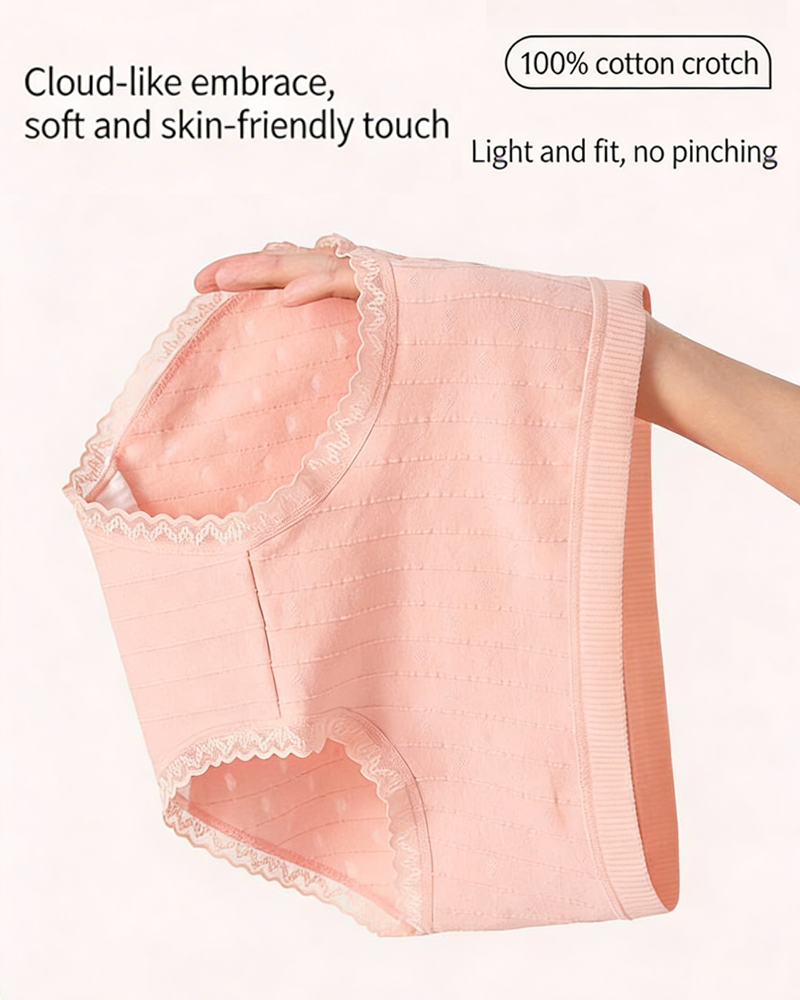 Fresh Lace-Trim Cotton Panties