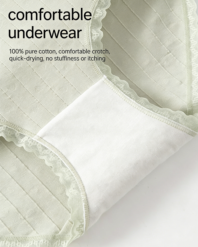 Fresh Lace-Trim Cotton Panties