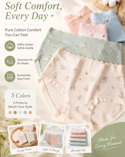 Cozy Floral Print Cotton Panties