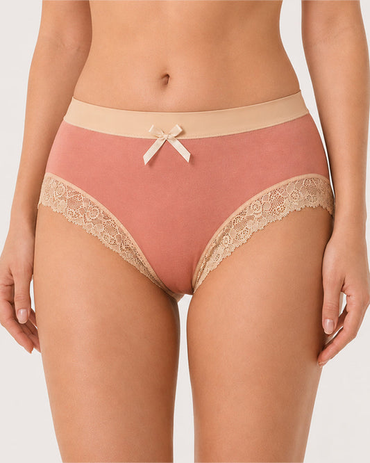 Gentle Cotton Lace-Trim Colorblock Panties