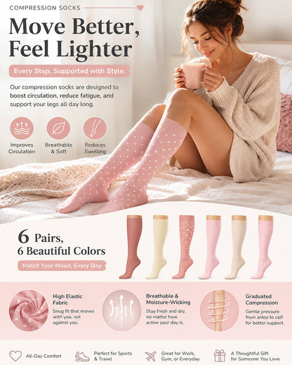 6-Pair High Elastic Breathable Compression Socks