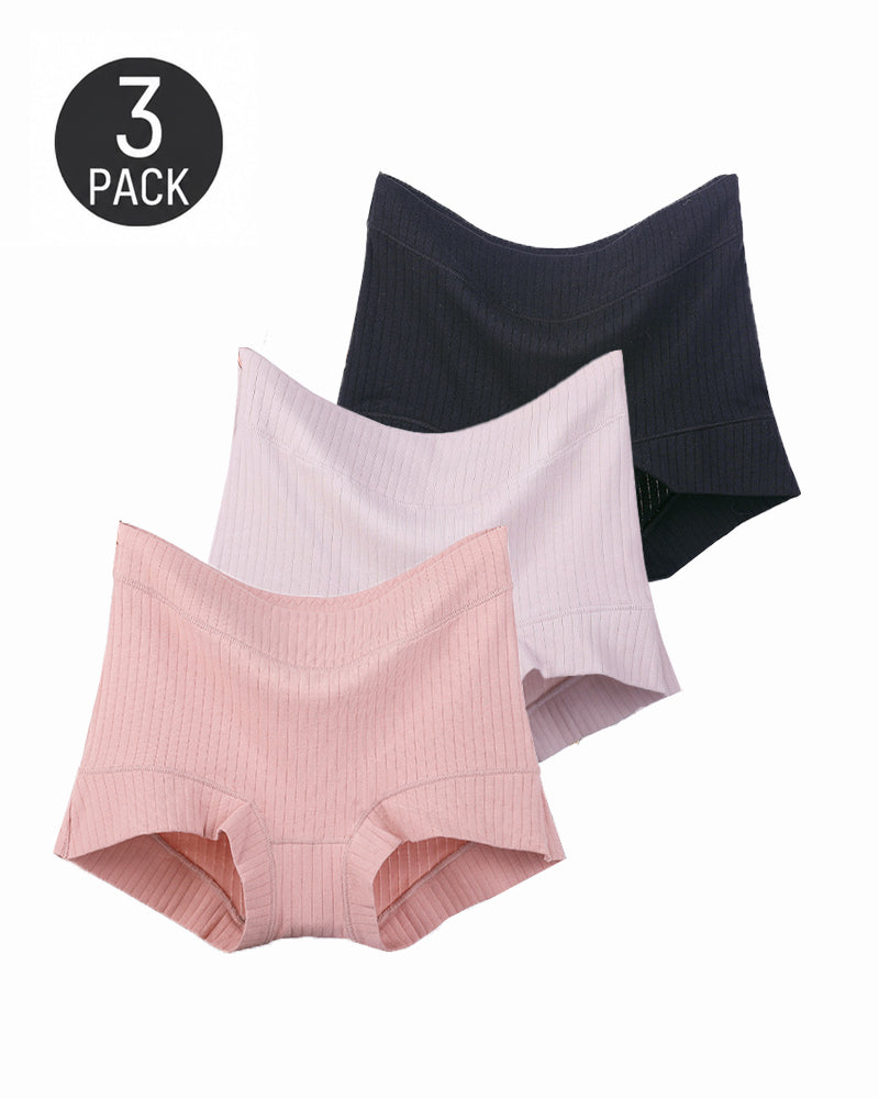 Plus Size High-Waist Ribbed Cotton Briefs