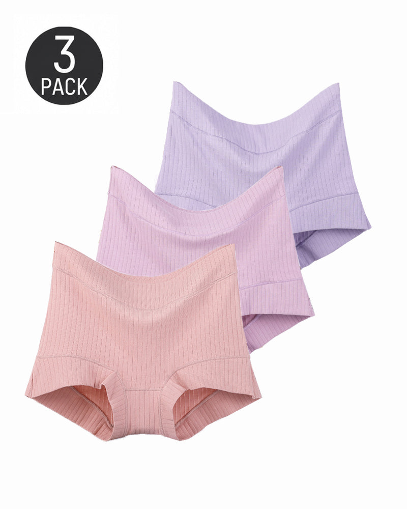Plus Size High-Waist Ribbed Cotton Briefs