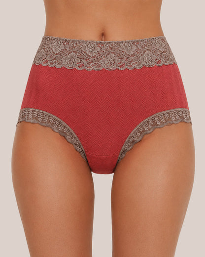 High-Waist Cotton Lace Briefs